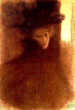 Gustav Klimt : Woman with a Cape and a Hat